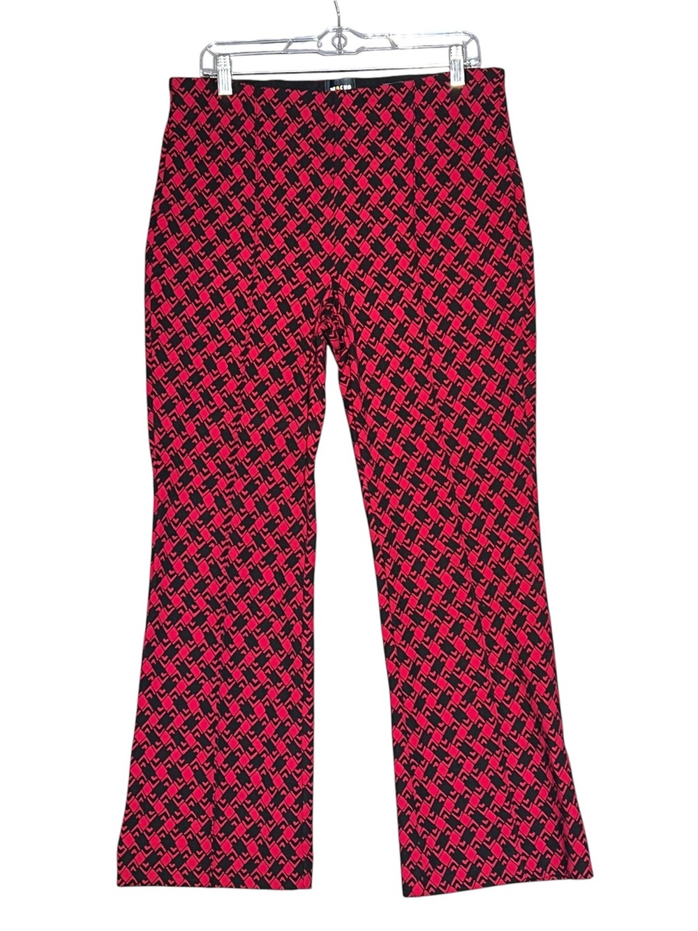 MAEVE Anthropologie Red Black Geometric The Margo Stretch Cropped Flare Pants L - Picture 16 of 16